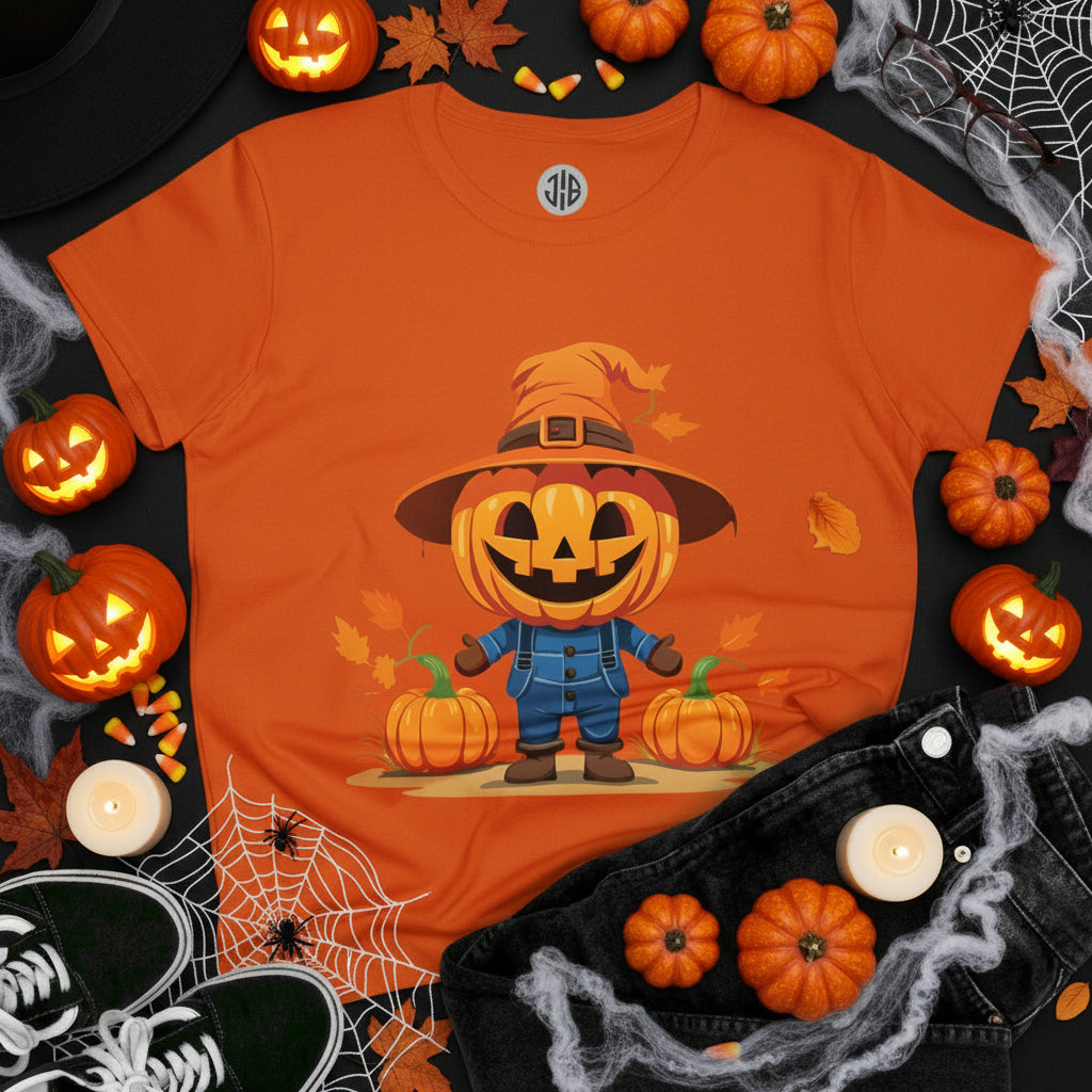 Jolly Scarecrow & Pumpkins Halloween Tee — Women's T-shirt