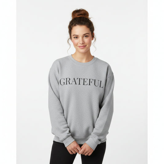 Women’s Grateful Sweatshirt, Fall Thanksgiving Graphic Crewneck, Cute Autumn Gratitude Shirt for Women