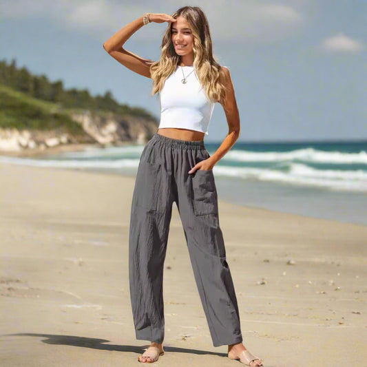 Cotton-Linen Pants - Women's Pants - Beach Trousers