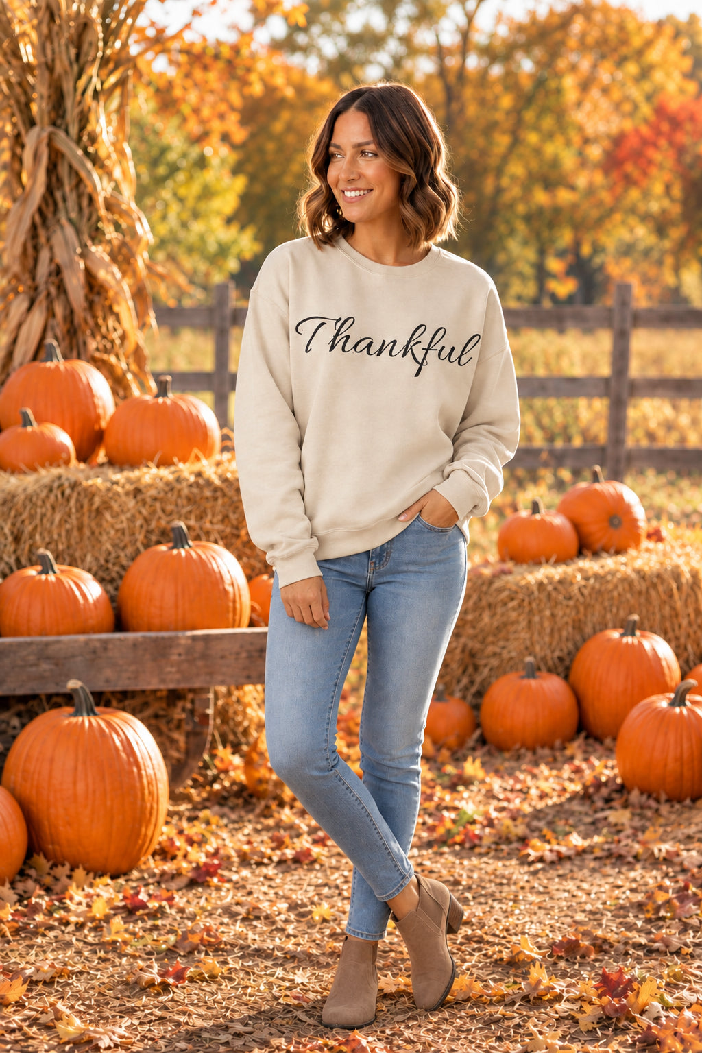 THANKFUL Graphic Crewneck Sweatshirt — Cozy Thanksgiving Pullover