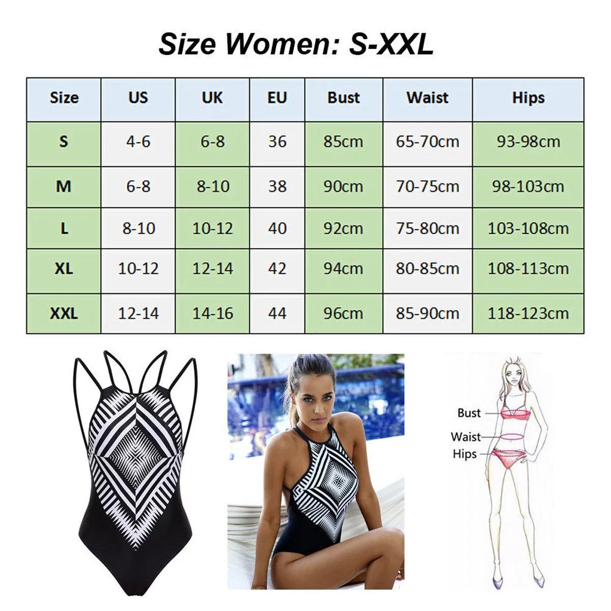 Women's Geometric Pattern One Piece Swimsuit — Women's Swimwear
