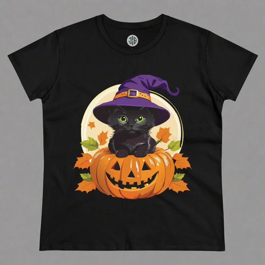 Whimsical Witch Cat Halloween Tee — Women's T-shirt