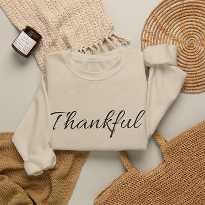 Thankful Crewneck Sweatshirt — Cozy Thanksgiving Pullover