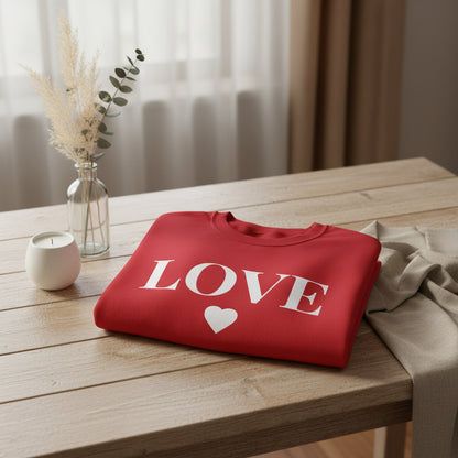 Women’s LOVE Sweatshirt, Cute Heart Graphic Crewneck, Romantic Casual Pullover