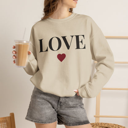 Women’s LOVE Sweatshirt, Cute Heart Graphic Crewneck, Romantic Casual Pullover