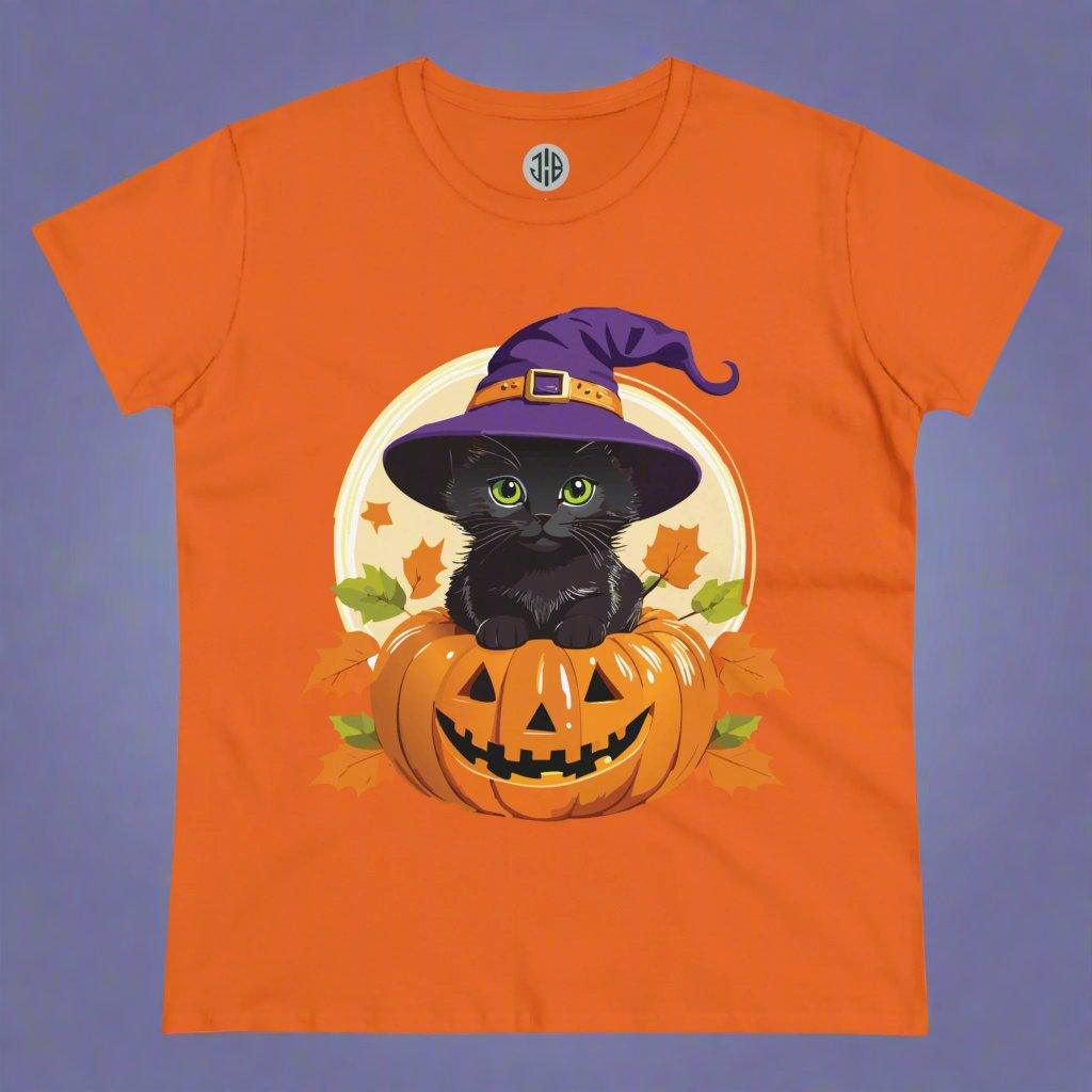 Whimsical Witch Cat Halloween Tee — Women's T-shirt