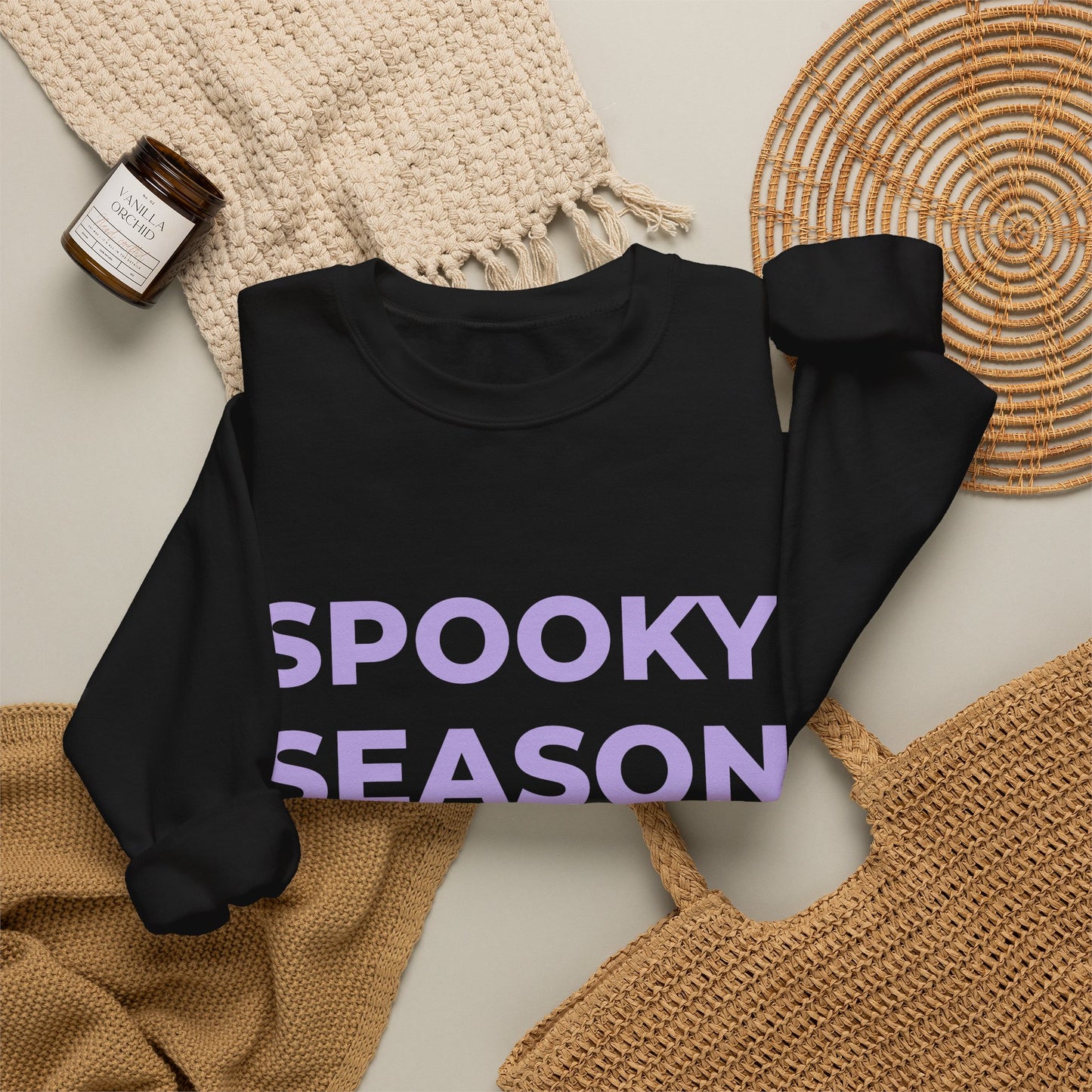 Women’s Spooky Season Sweatshirt, Light Purple Letter