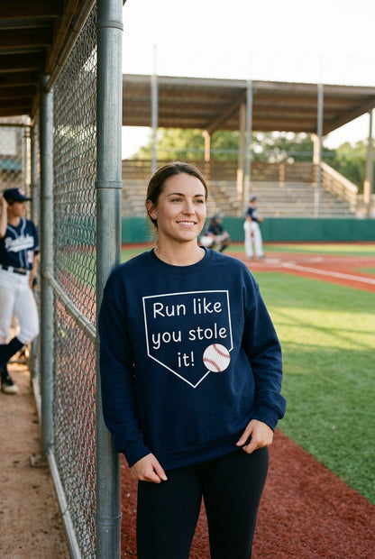 Run Like You Stole It Baseball Crewneck Sweatshirt