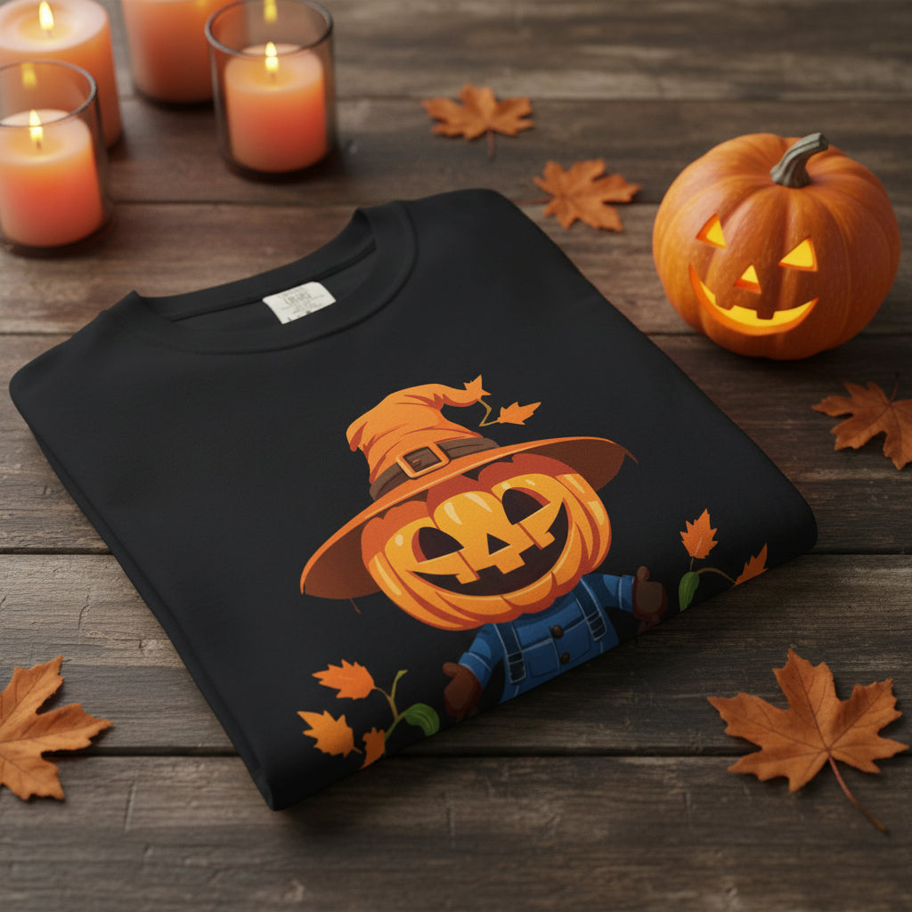 Women’s Scarecrow Pumpkin Halloween T-Shirt, Cute Fall Graphic Tee, Autumn Shirt