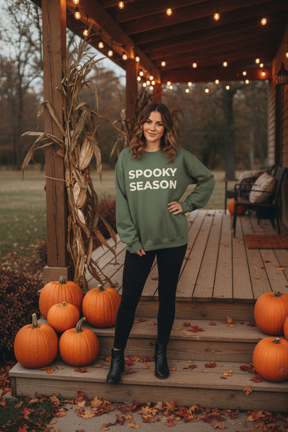 Women’s Spooky Season Sweatshirt, Halloween Graphic Crewneck, Fall Shirt