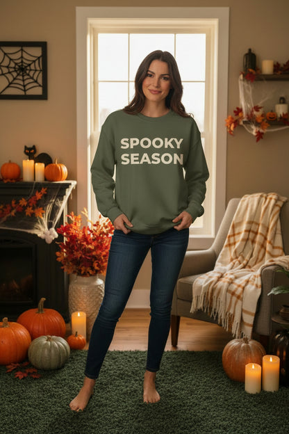 Women’s Spooky Season Sweatshirt, Halloween Graphic Crewneck, Fall Shirt