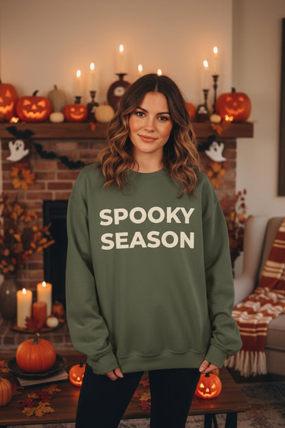 Women’s Spooky Season Sweatshirt, Halloween Graphic Crewneck, Fall Shirt