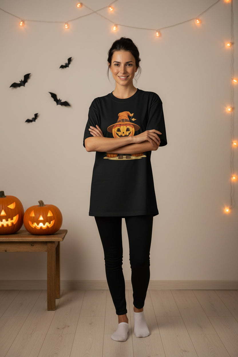 Women’s Scarecrow Pumpkin Halloween T-Shirt, Cute Fall Graphic Tee, Autumn Shirt