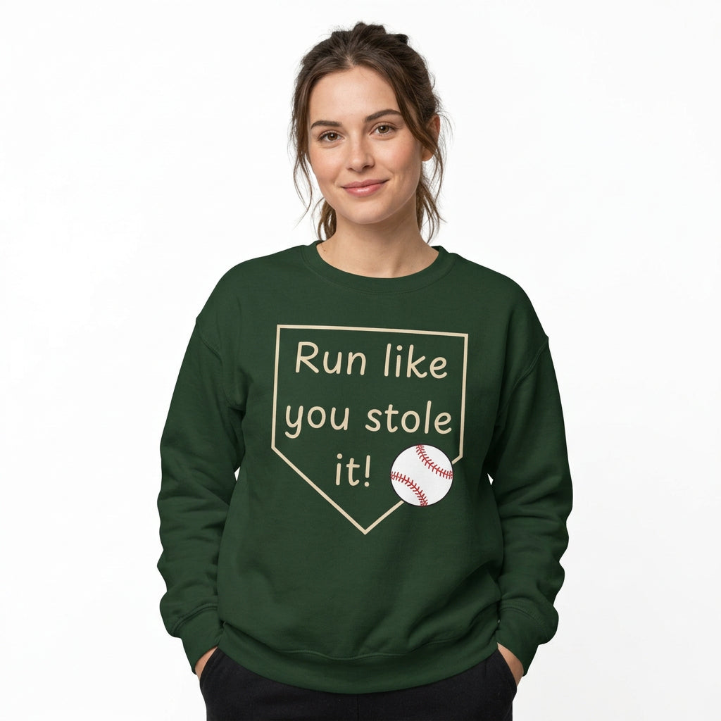 Run Like You Stole It Baseball Crewneck Sweatshirt