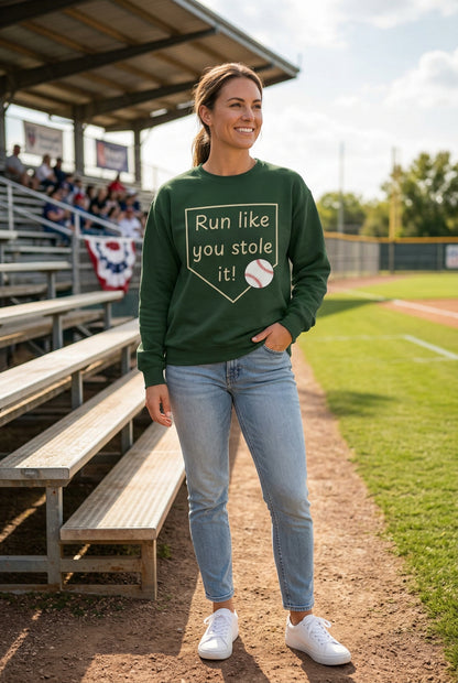 Run Like You Stole It Baseball Crewneck Sweatshirt