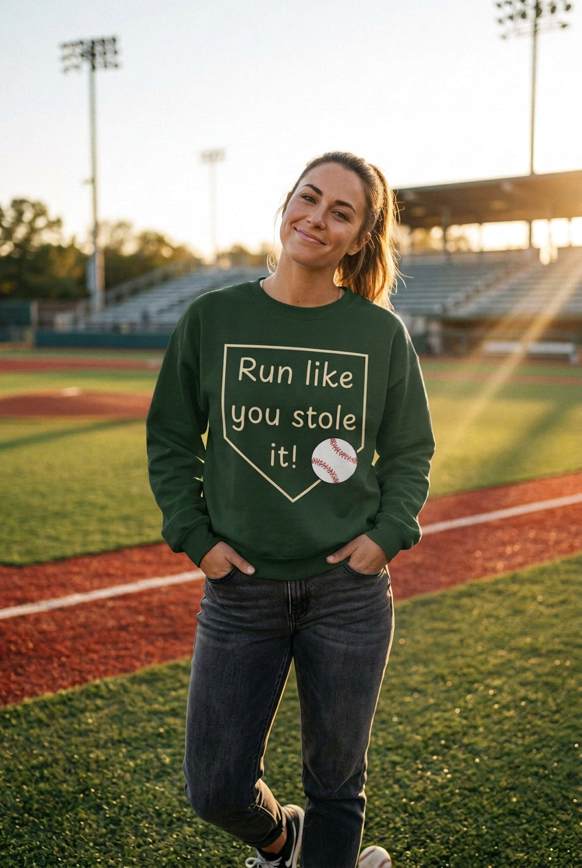 Run Like You Stole It Baseball Crewneck Sweatshirt