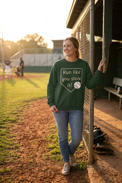 Run Like You Stole It Baseball Crewneck Sweatshirt