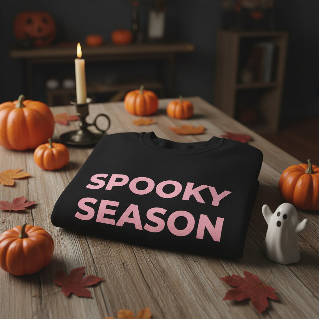 Women’s Spooky Season Sweatshirt, Light Pink Letters
