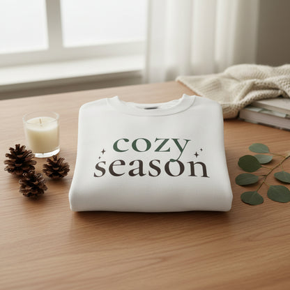 Women’s Cozy Season Sweatshirt, Fall Graphic Crewneck, Cute Autumn Pullover