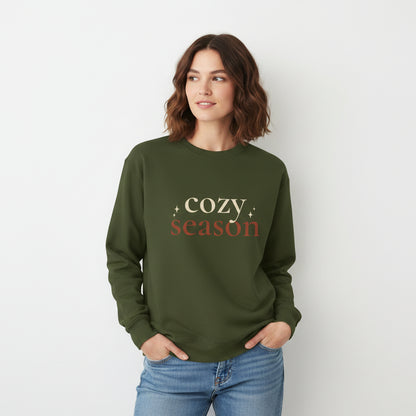 Women’s Cozy Season Sweatshirt, Fall Graphic Crewneck, Cute Autumn Pullover