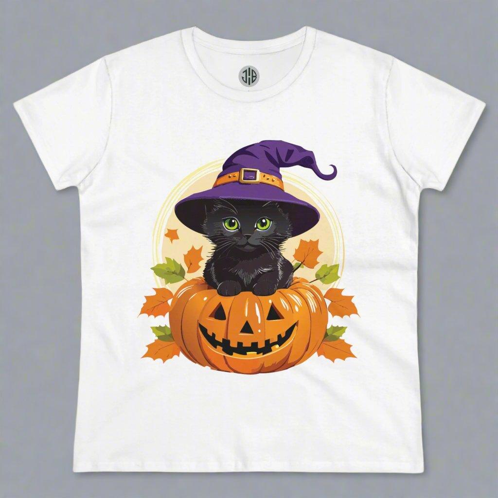 Whimsical Witch Cat Halloween Tee — Women's T-shirt