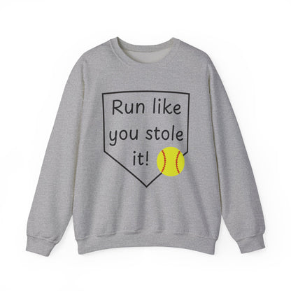 Run Like You Stole It Softball Crewneck Sweatshirt