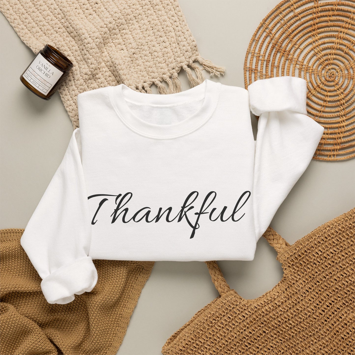 Thankful Crewneck Sweatshirt — Cozy Thanksgiving Pullover
