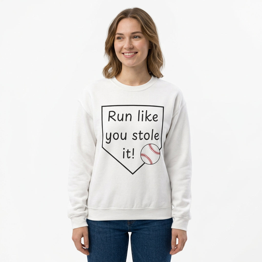 Run Like You Stole It Baseball Crewneck Sweatshirt