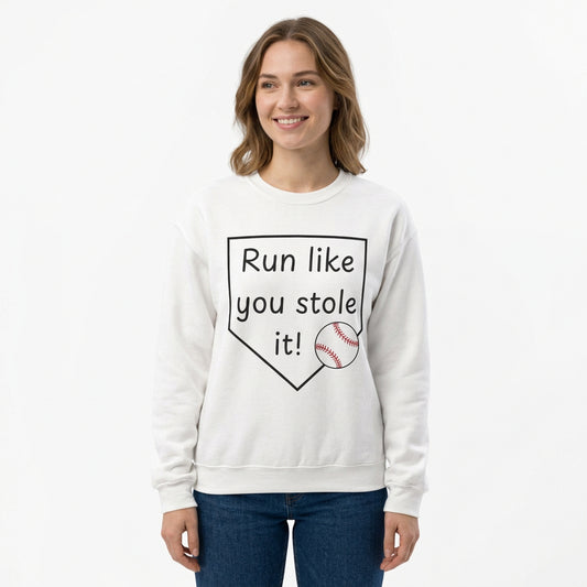 Run Like You Stole It Baseball Crewneck Sweatshirt