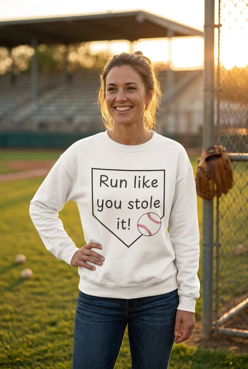 Run Like You Stole It Baseball Crewneck Sweatshirt