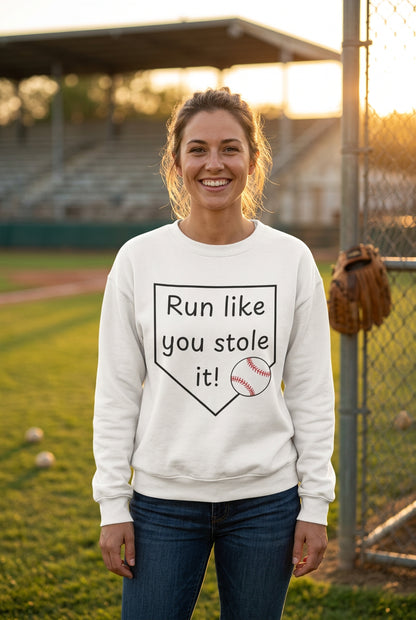 Run Like You Stole It Baseball Crewneck Sweatshirt
