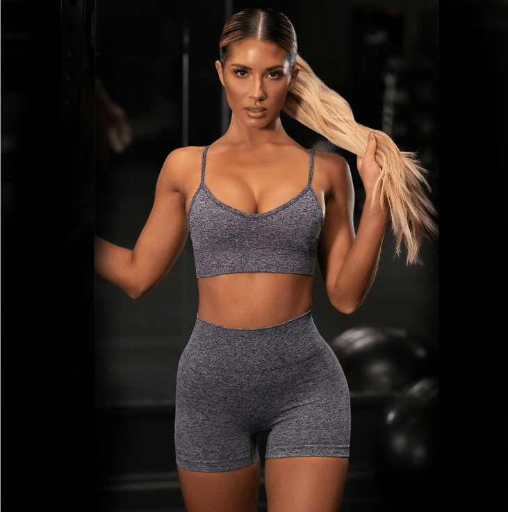 GlamFlex Yoga Bliss Fitness Set — Bra & Shorts Duo