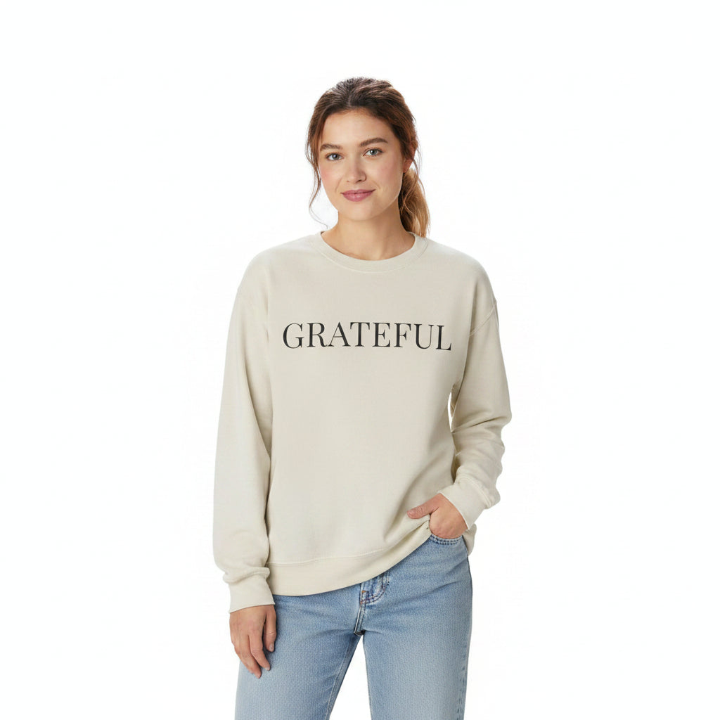 Women’s Grateful Sweatshirt, Fall Thanksgiving Graphic Crewneck, Cute Autumn Gratitude Shirt for Women