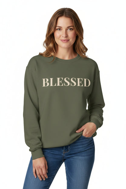 Women’s Blessed Sweatshirt, Fall Thanksgiving Graphic Crewneck, Grateful Autumn Shirt for Women