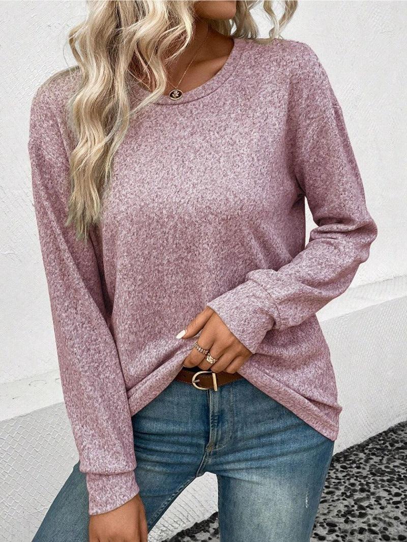 Casual Loose Fit Round Neck Sweater — Women's Cozy Knitwear