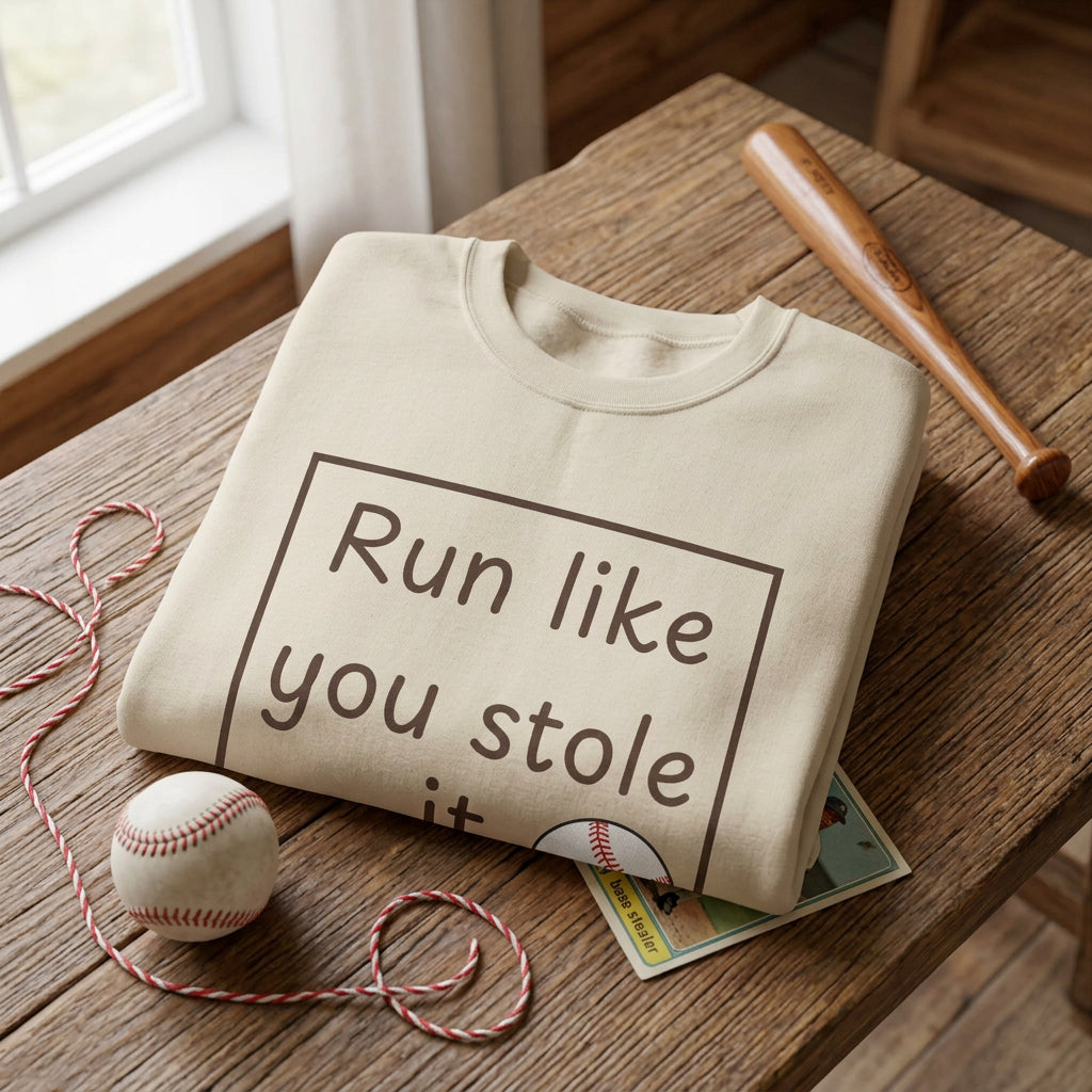 Run Like You Stole It Baseball Crewneck Sweatshirt
