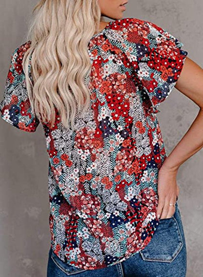 Chic Short Sleeve V-Neck Ladies Blouse | Timeless Fashion