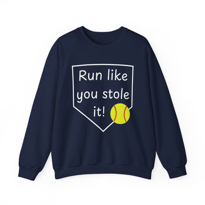 Run Like You Stole It Softball Crewneck Sweatshirt
