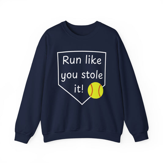 Run Like You Stole It Softball Crewneck Sweatshirt