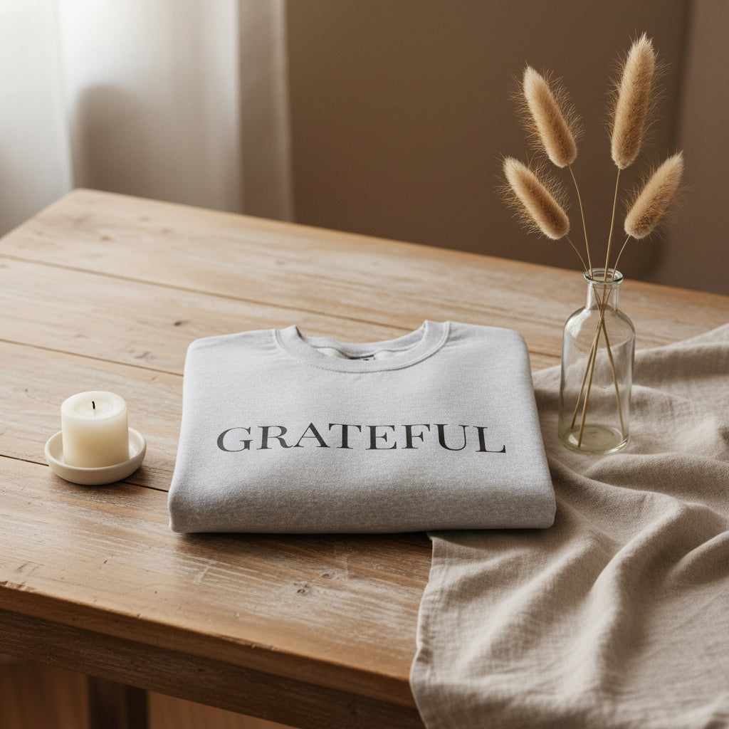 Women’s Grateful Sweatshirt, Fall Thanksgiving Graphic Crewneck, Cute Autumn Gratitude Shirt for Women