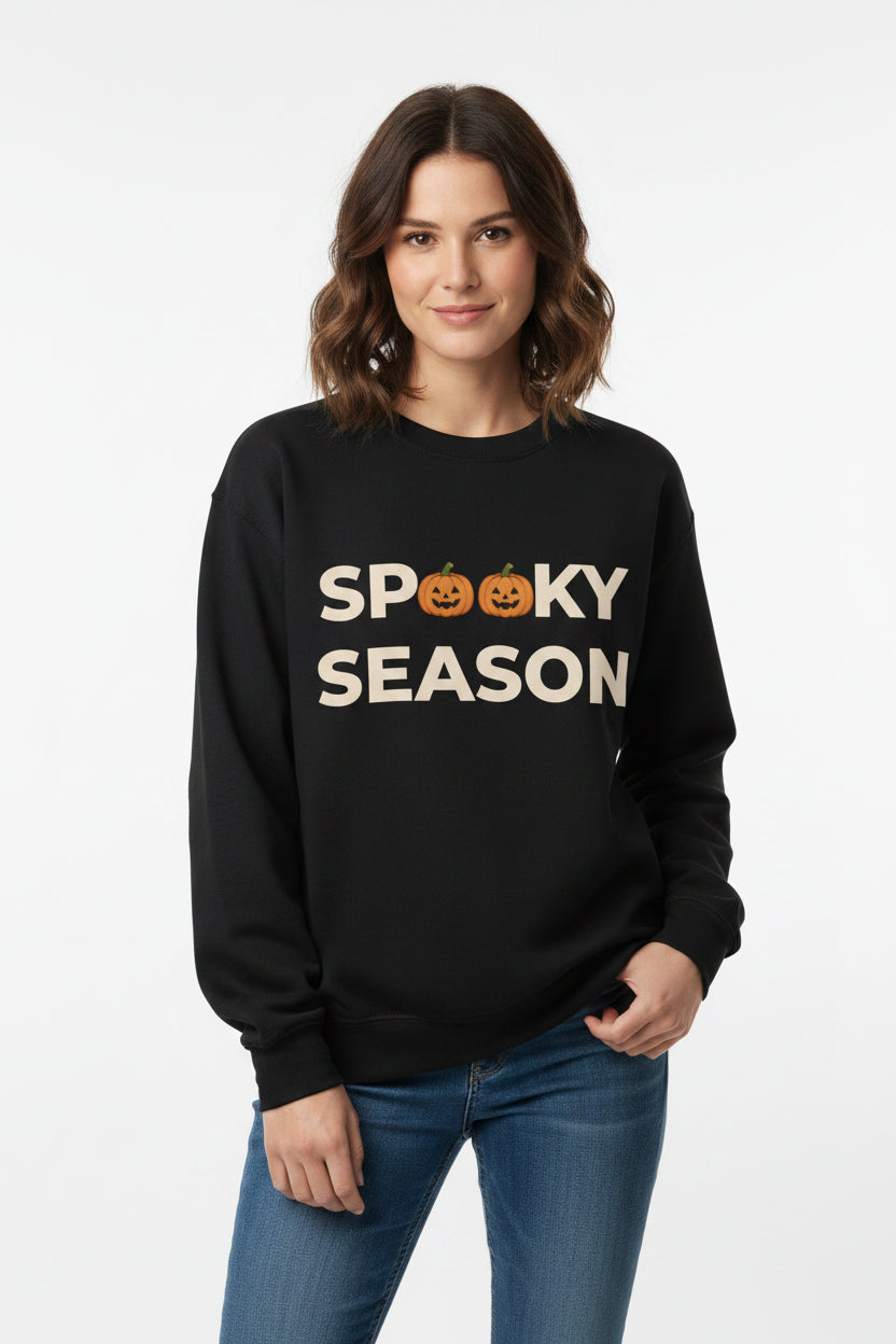 Women’s Spooky Season Pumpkin Sweatshirt, Halloween Graphic Crewneck, Fall Shirt