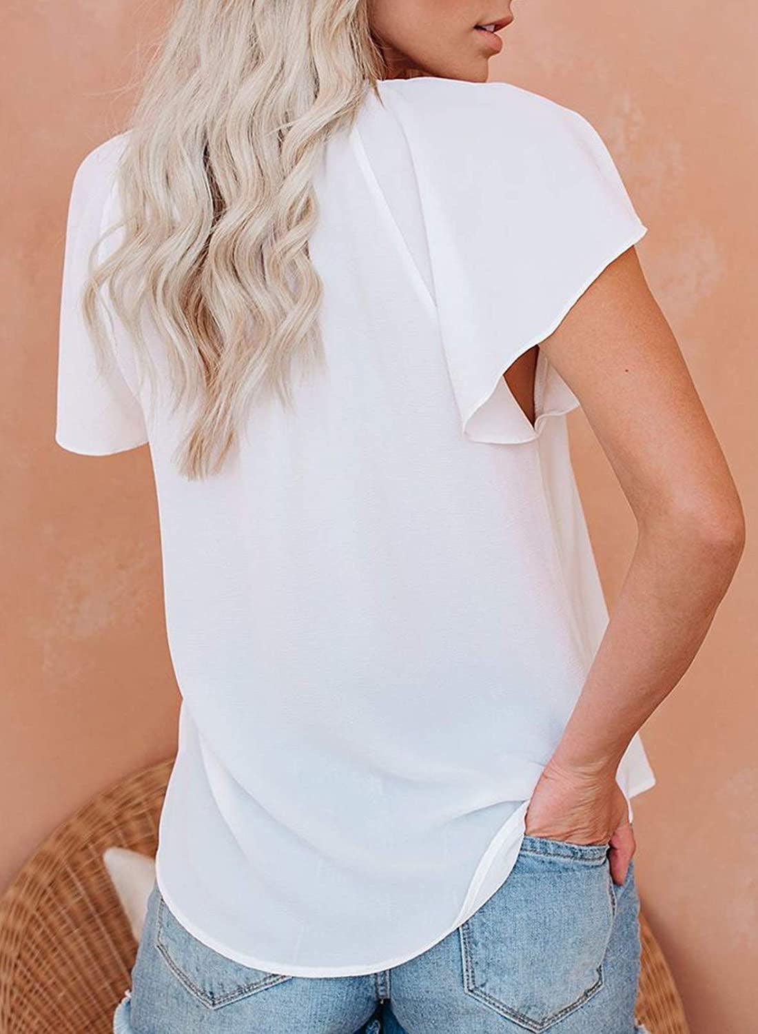 Chic Short Sleeve V-Neck Ladies Blouse | Timeless Fashion