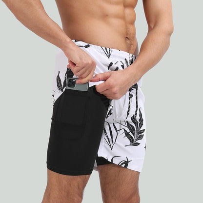 Snowy Floating Leaves AquaFlex Men's Swim Shorts | JHB Marketplace