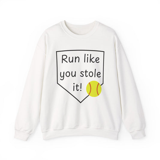 Run Like You Stole It Softball Crewneck Sweatshirt