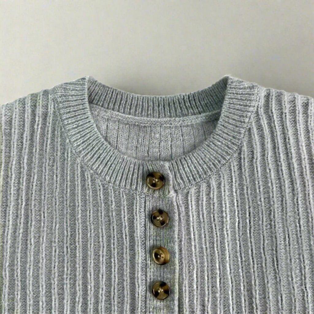 Cozy Knitted Button Neck Sweater — Stylish Women's Pullover Sweater