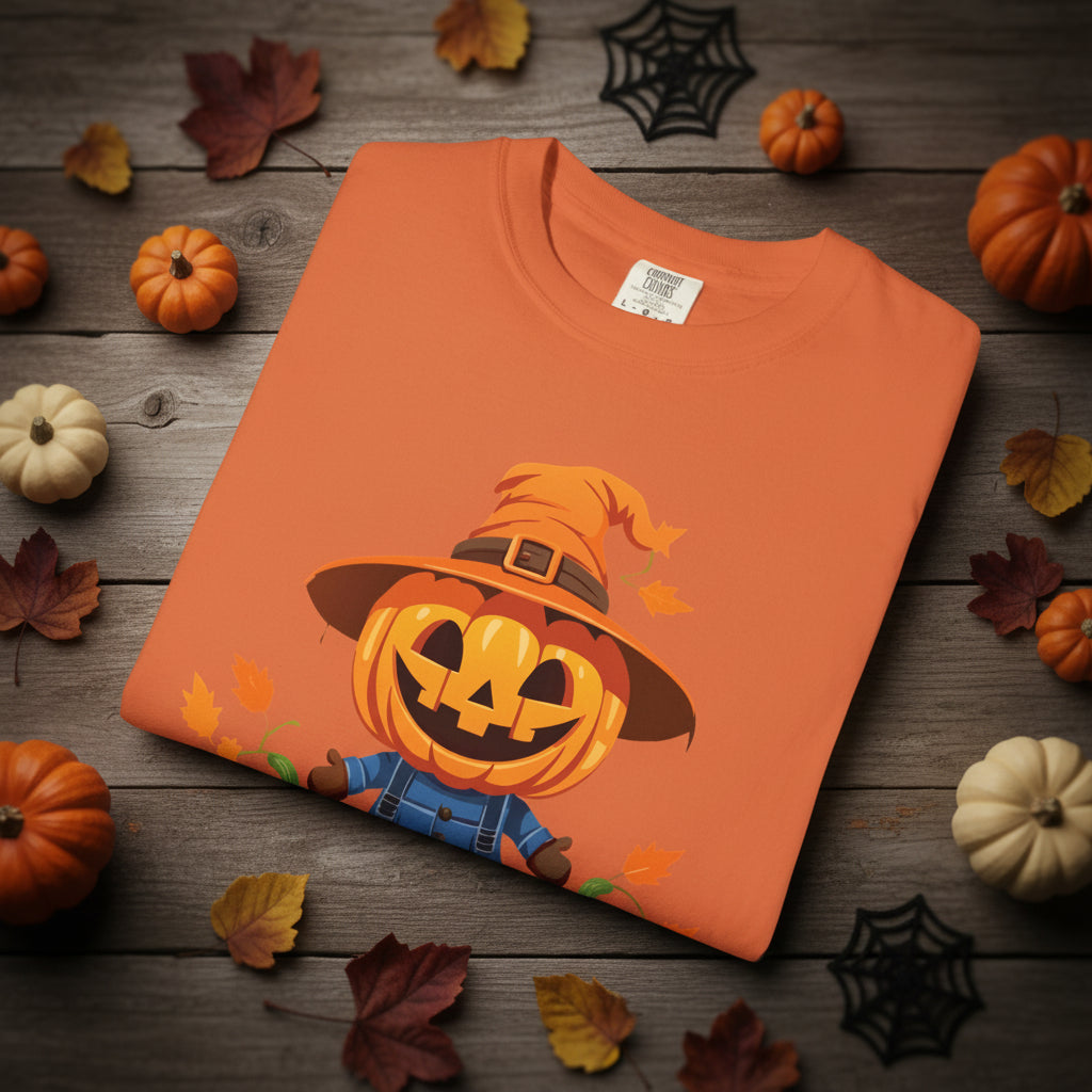 Women’s Scarecrow Pumpkin Halloween T-Shirt, Cute Fall Graphic Tee, Autumn Shirt