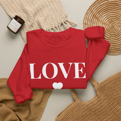 Women’s LOVE Sweatshirt, Cute Heart Graphic Crewneck, Romantic Casual Pullover