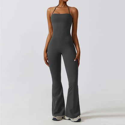 Bell Bottoms Gym Set Women One-piece Yoga Suit Sports Jumpsuit Women Fitness Rompers Stretch Workout Flare Leggings Bodysuits