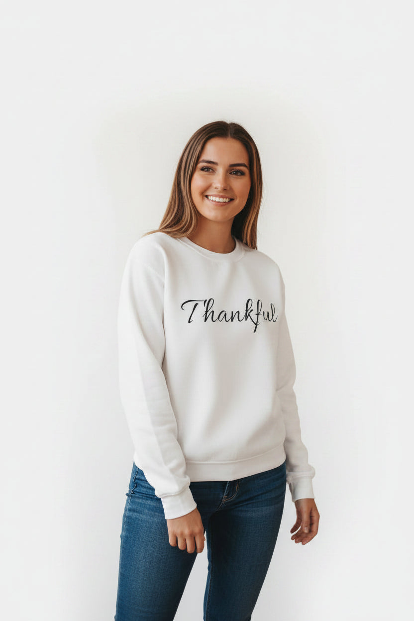 Thankful Crewneck Sweatshirt — Cozy Thanksgiving Pullover