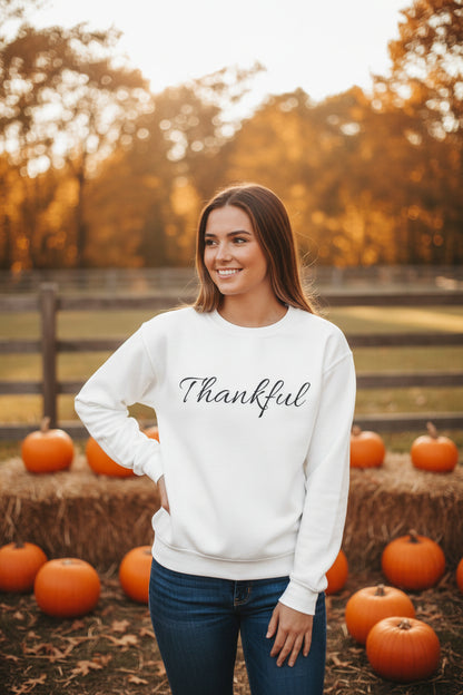 Thankful Crewneck Sweatshirt — Cozy Thanksgiving Pullover